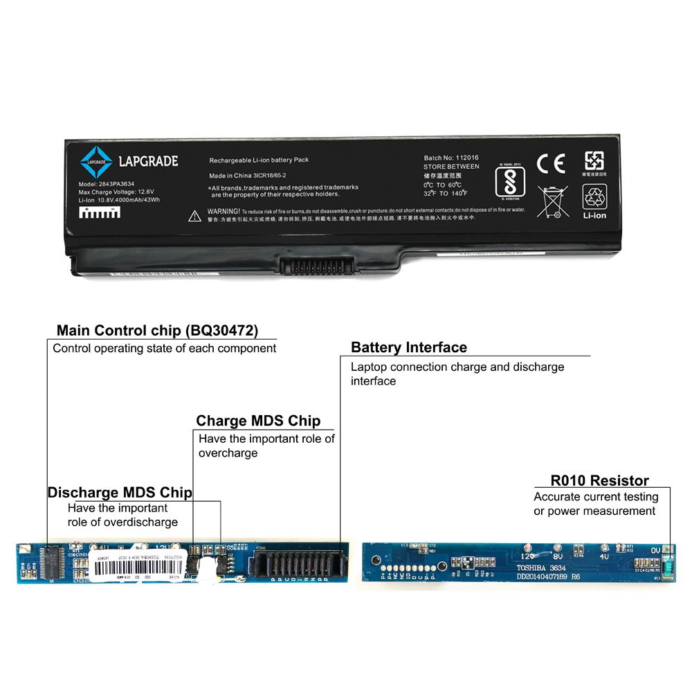 Lapgrade Battery for Toshiba Dynabook, Qosmio, Equium, Portege, Satellite Series