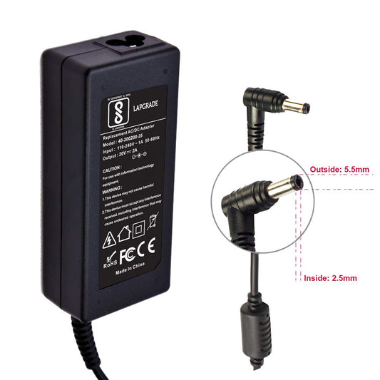 LAPGRADE 20V 2A Adapter Charger for Lenovo Ideapad Y Series, Mini Series