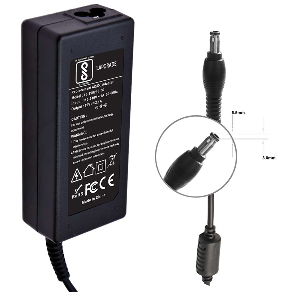 LAPGRADE 19V 2.1A Adapter Charger for Samsung M40. P50, R45, X05, X06, X10