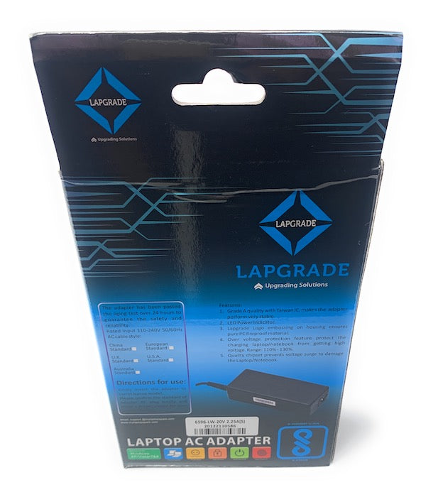 Lapgrade Charger For Lenovo 45W Wall 20V 2.25A 4.0*1.7(GX20K11840)