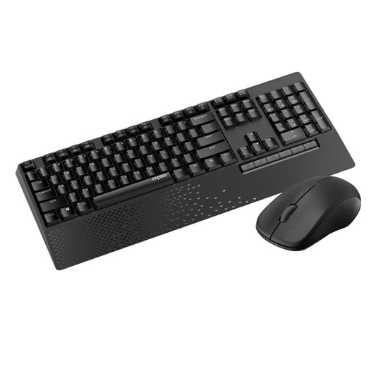 Rapoo X1960 Wireless Optical Mouse & Keyboard Spill Resistance Multimedia Hotkeys 1000DPI Black