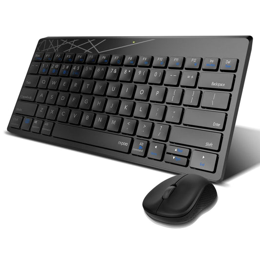Rapoo 8000M Multi-Mode Keyboard & Mouse Bluetooth 3.0/4.0 Wireless 2.4 GHz 1300 DPI Combo, 3 Years Warranty -Black