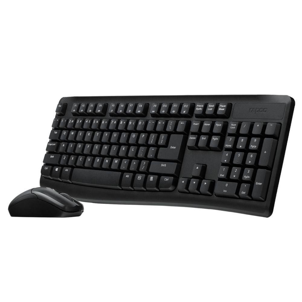 Rapoo X1800Pro 2.4G Wireless Keyboard and Mouse Combo with Spill-resistant and Multimedia hotkeys Design for Laptops Desktops PC