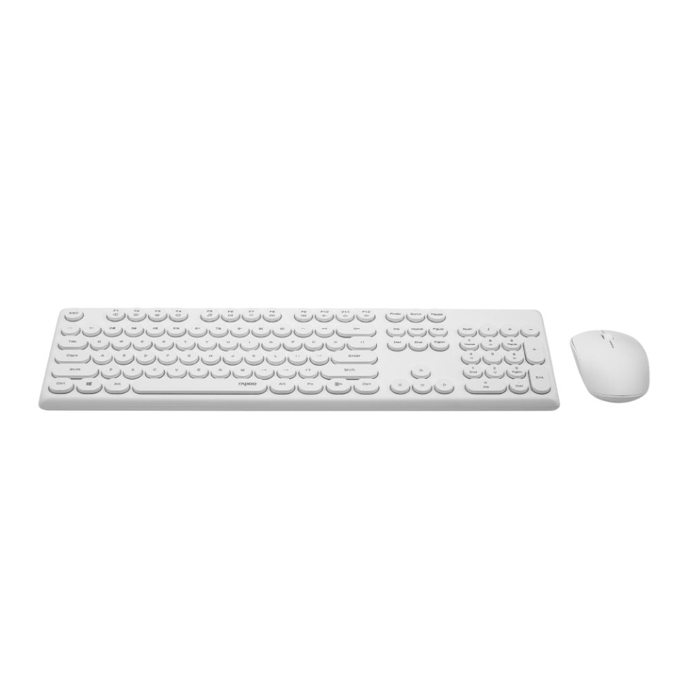 Rapoo X260 Wireless Keyboard and Mouse Combo set 2.4 Ghz with Type Writer Key- White