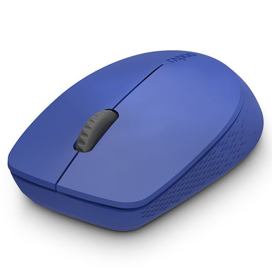 Rapoo M100 Ultra Silent Wireless Mouse With Bluetooth Multi-Device Connectivity Upto 3 Devices, Ergonomic Design, 1300 DPI & 10 Meter Range for PC/Laptop/MacBook/Tablet Phones, 3 Years Warranty - Blue