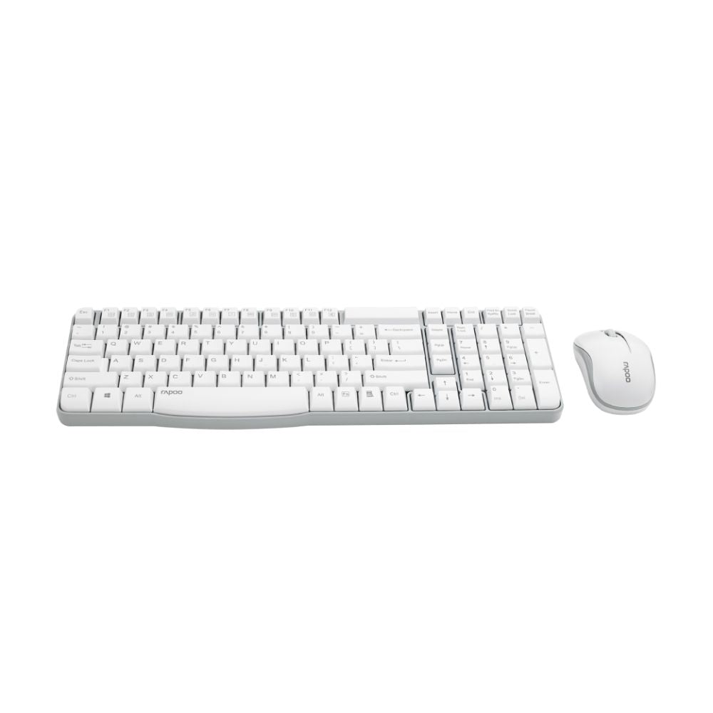 Rapoo X1800S 2.4GHz Wireless Optical Keyboard & Mouse Combo, 10 Meter Transmission Range, Spill-resistant Design, 1000 DPI Mouse, Fn Keys, 12 Multimedia Functions, 3 Years Warranty - White