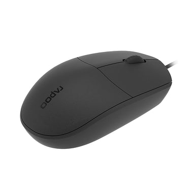Rapoo N100 Wired USB Mouse, 3 yr Warranty, 1600 DPI Optical Tracking, Ambidextrous PC/Mac/Laptop - Black