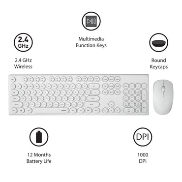 Rapoo X260 Wireless Keyboard and Mouse Combo set 2.4 Ghz with Type Writer Key- White