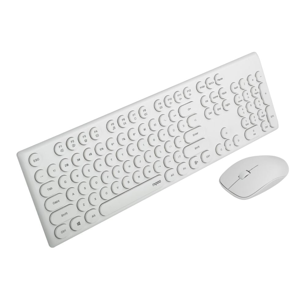 Rapoo X260 Wireless Keyboard and Mouse Combo set 2.4 Ghz with Type Writer Key- White
