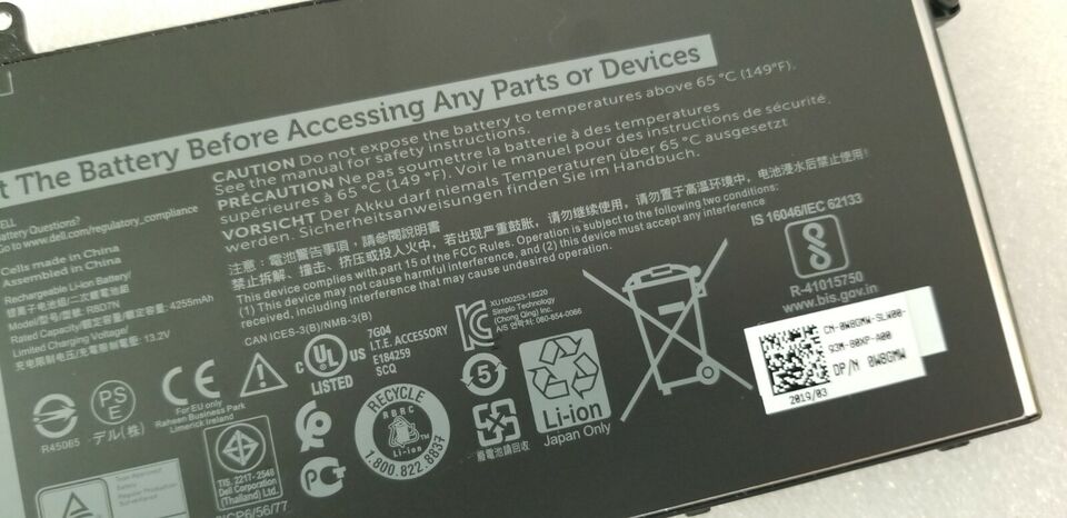 Dell Original 3 Cell 11.4V 51WHr Laptop Battery for Latitude 5400 Precision 3540