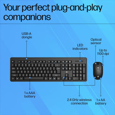 HP KM200 Wireless Keyboard and Mouse Combo-7J4G8AA / 7J4H8AA