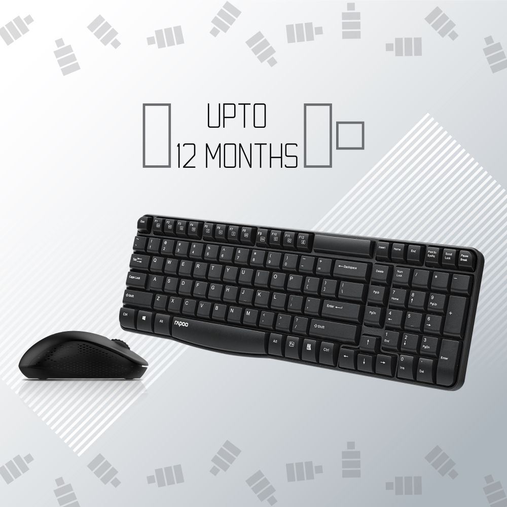 Rapoo X1810 2.4GHz Wireless Optical Keyboard & Mouse Combo, 10 Meter Transmission Range, Spill-resistant Design, 1000 DPI Mouse, Fn Keys, 12 Multimedia Functions, 3 Years Warranty - White