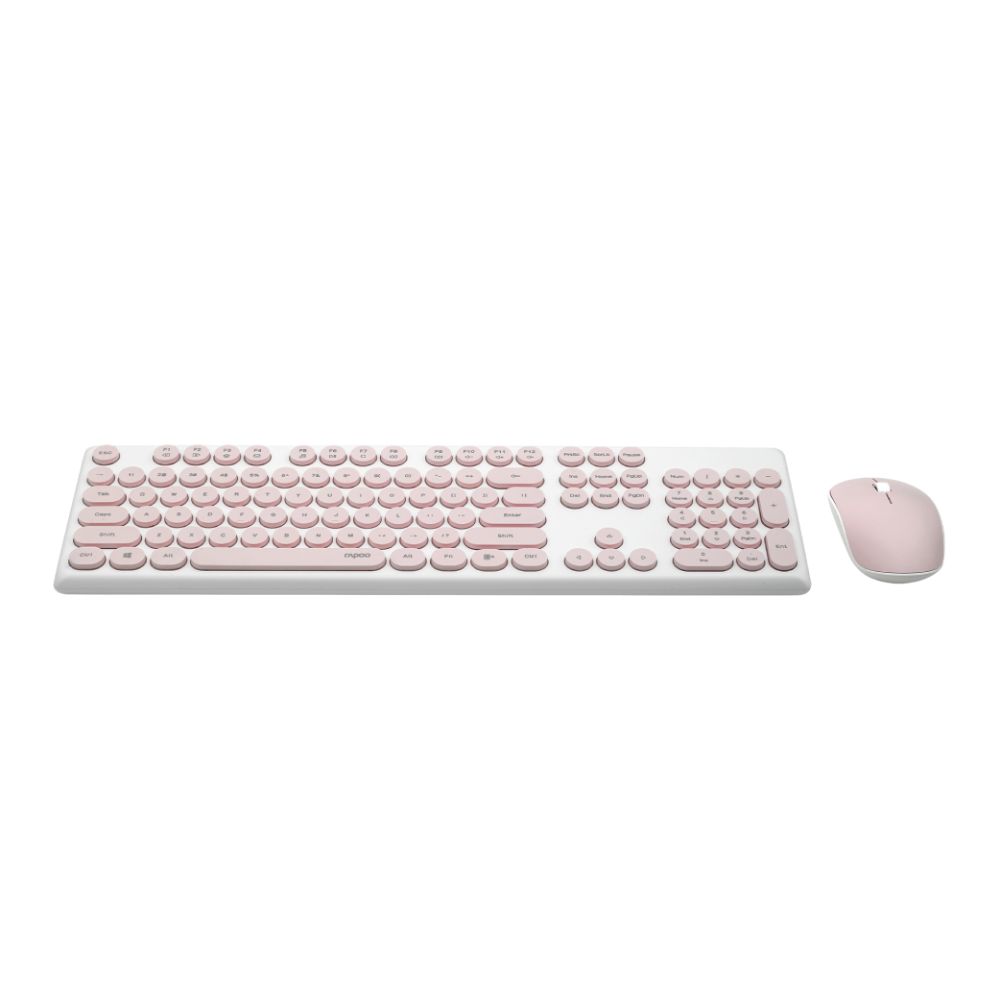 Rapoo X260 Wireless Keyboard and Mouse Combo set 2.4 Ghz with Type Writer Key- Pink
