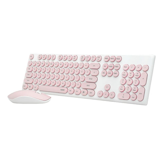 Rapoo X260 Wireless Keyboard and Mouse Combo set 2.4 Ghz with Type Writer Key- Pink