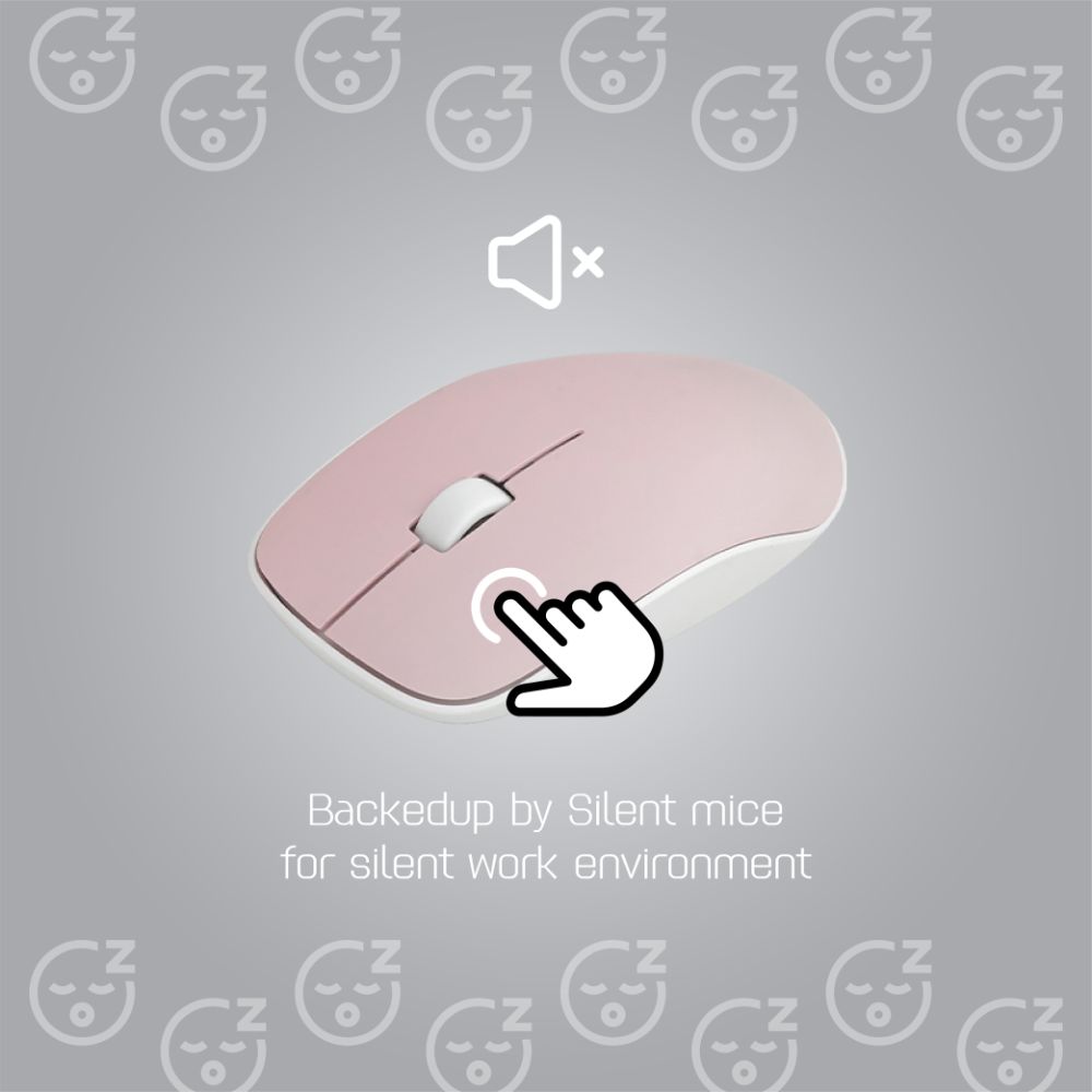 Rapoo X260 Wireless Keyboard and Mouse Combo set 2.4 Ghz with Type Writer Key- Pink