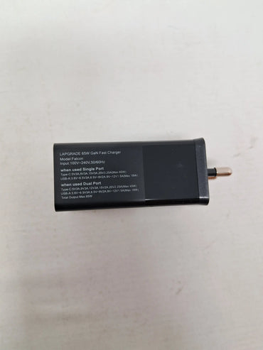 Lapgrade 65W GaN Tiny charger (Black) with Type C Cable