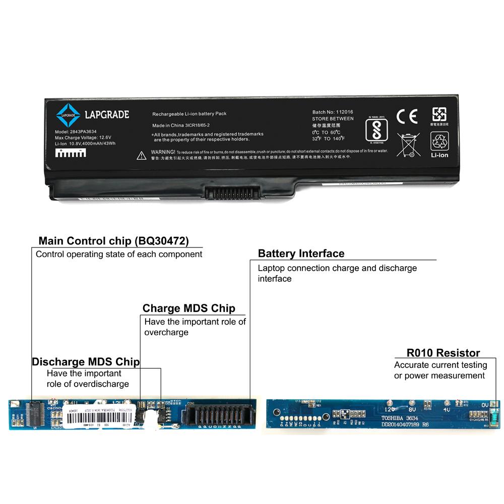 Lapgrade Battery for Toshiba Satellite L600, L630, L635, L640, L645, L650, L655, L670 L675 Series