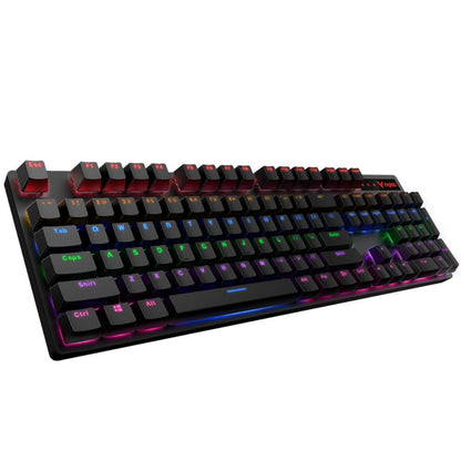 Rapoo V500 Pro Mechanical Gaming Keyboard Cyan Black Edition With Black Switches, Spill-Resistant Design & Aluminium alloy surface cover