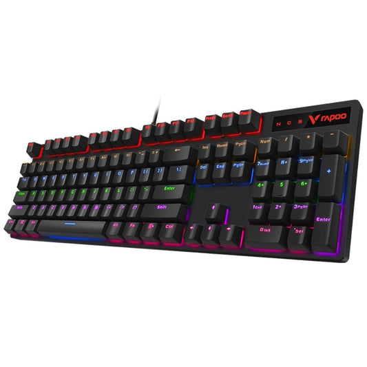 Rapoo V500 Pro Mechanical Gaming Keyboard Cyan Black Edition With Black Switches, Spill-Resistant Design & Aluminium alloy surface cover