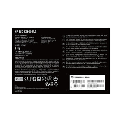 HP EX900 M.2 250GB PCIe 3.0 x4 NVMe 3D TLC NAND Internal Solid State Drive (SSD)-2YY43AA