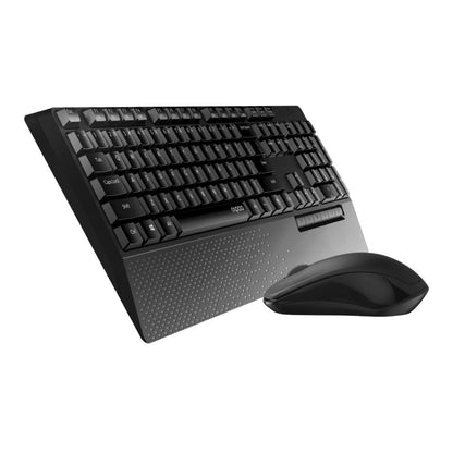 Rapoo X1960 Wireless Optical Mouse & Keyboard Spill Resistance Multimedia Hotkeys 1000DPI Black