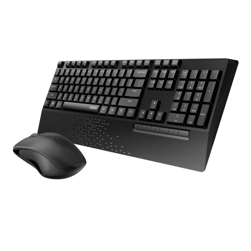 Rapoo X1960 Wireless Optical Mouse & Keyboard Spill Resistance Multimedia Hotkeys 1000DPI Black