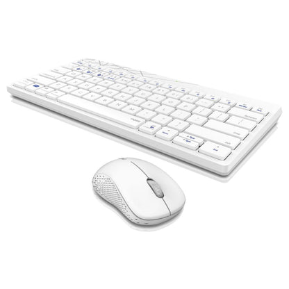 Rapoo 8000M Multi-Mode Keyboard & Mouse Bluetooth 3.0/4.0 Wireless 2.4 GHz 1300 DPI Combo, 3 Years Warranty -White
