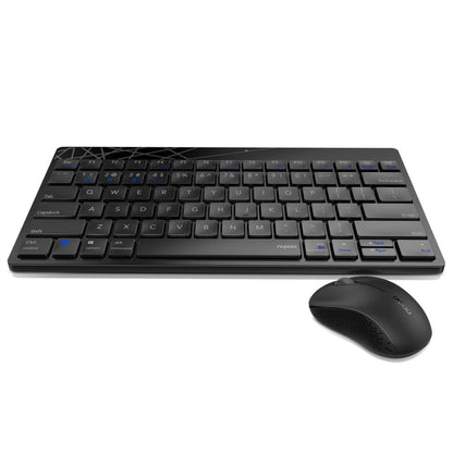 Rapoo 8000M Multi-Mode Keyboard & Mouse Bluetooth 3.0/4.0 Wireless 2.4 GHz 1300 DPI Combo, 3 Years Warranty -Black