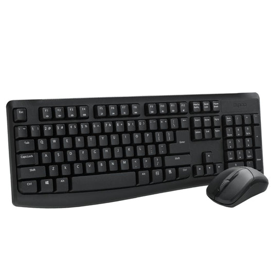Rapoo X1800Pro 2.4G Wireless Keyboard and Mouse Combo with Spill-resistant and Multimedia hotkeys Design for Laptops Desktops PC