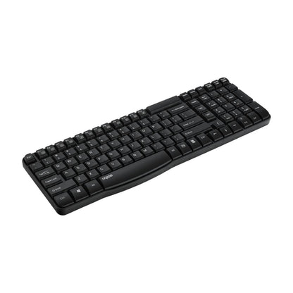 Rapoo E1050 2.4GHz Wireless Optical Keyboard, 10 Meter Transmission Range, Spill-resistant Design, 1000 DPI Mouse, Fn Keys, 12 Multimedia Functions, 3 Years Warranty - Black