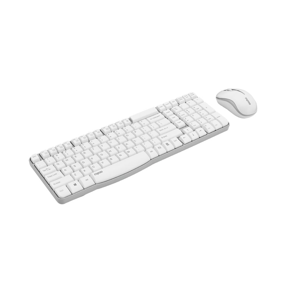 Rapoo X1800S 2.4GHz Wireless Optical Keyboard & Mouse Combo, 10 Meter Transmission Range, Spill-resistant Design, 1000 DPI Mouse, Fn Keys, 12 Multimedia Functions, 3 Years Warranty - White