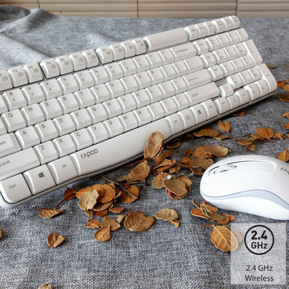 Rapoo X1800S 2.4GHz Wireless Optical Keyboard & Mouse Combo, 10 Meter Transmission Range, Spill-resistant Design, 1000 DPI Mouse, Fn Keys, 12 Multimedia Functions, 3 Years Warranty - White