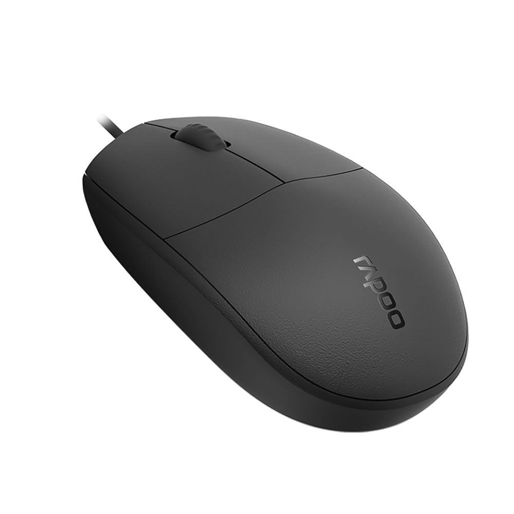 Rapoo N100 Wired USB Mouse, 3 yr Warranty, 1600 DPI Optical Tracking, Ambidextrous PC/Mac/Laptop - Black