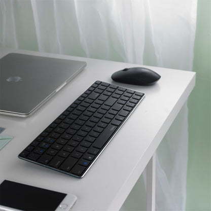Rapoo 9300m Multi-Device Bluetooth + 2.4Ghz Wireless Keyboard & Mouse Combo Ultra Slim Design, Spill-Resistant, Anodized Aluminum Body Compatible with Windows/PC/Chromebook, 3 Years Warranty - Black