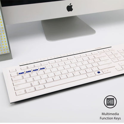 Rapoo 8210M Multi-Mode Keyboard & Mouse Bluetooth 3.0/4.0 Wireless 2.4 GHz 1300 DPI Combo- White