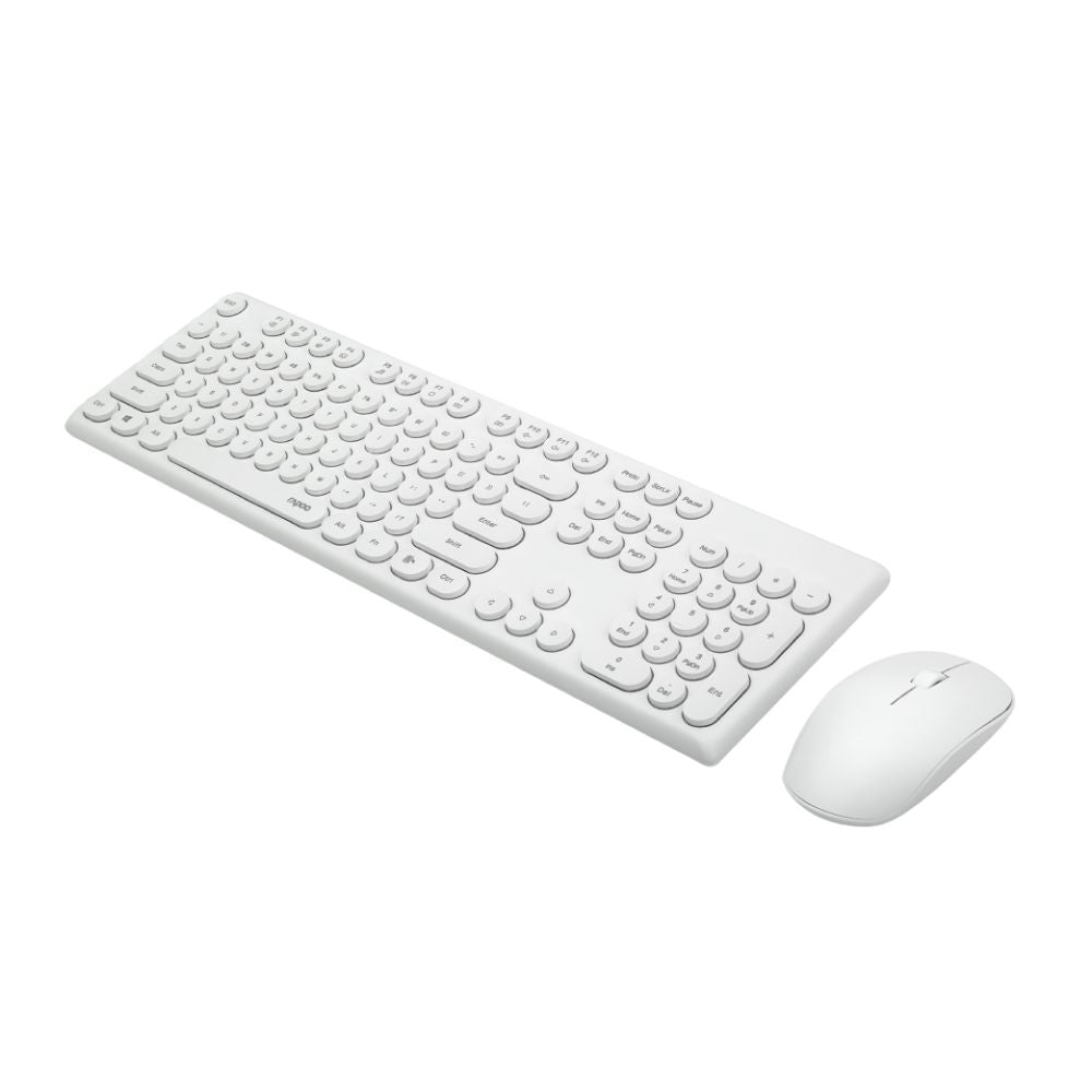 Rapoo X260 Wireless Keyboard and Mouse Combo set 2.4 Ghz with Type Writer Key- White