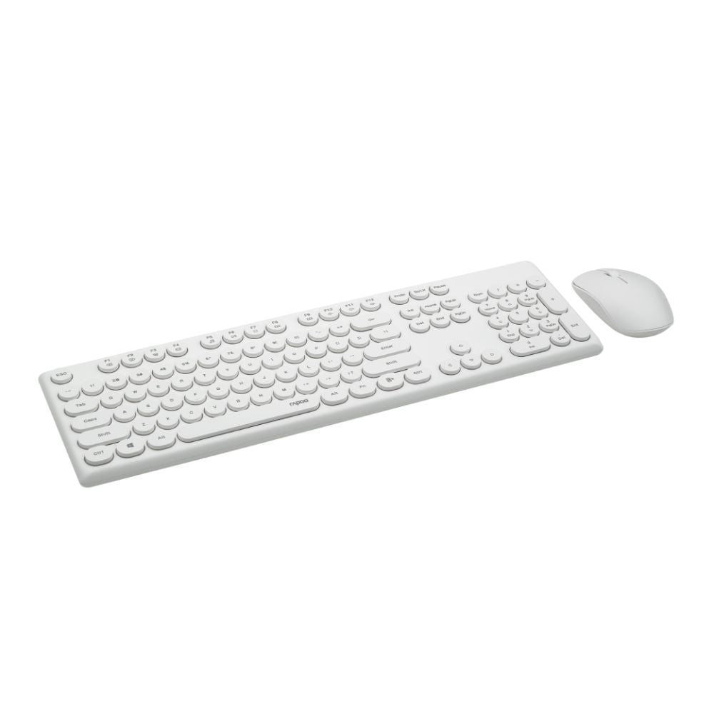 Rapoo X260 Wireless Keyboard and Mouse Combo set 2.4 Ghz with Type Writer Key- White