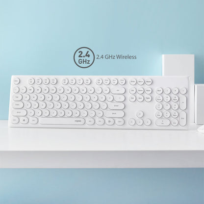 Rapoo X260 Wireless Keyboard and Mouse Combo set 2.4 Ghz with Type Writer Key- White