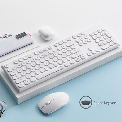 Rapoo X260 Wireless Keyboard and Mouse Combo set 2.4 Ghz with Type Writer Key- White