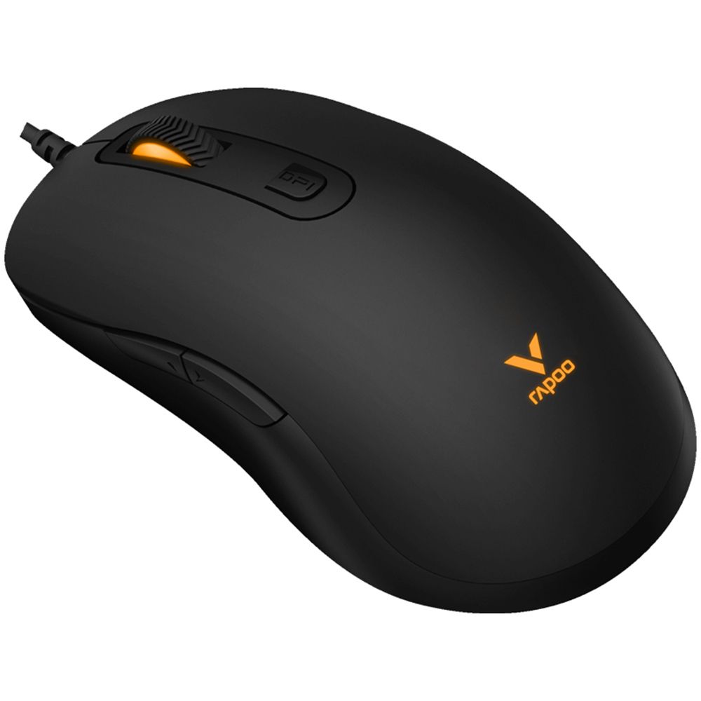 Rapoo V16 with Ergonomic ambidextrous design, Adjustable 2k DPI, 8G acceleration,Breathing light with cyclical changes,Onboard Memory light weight Black.