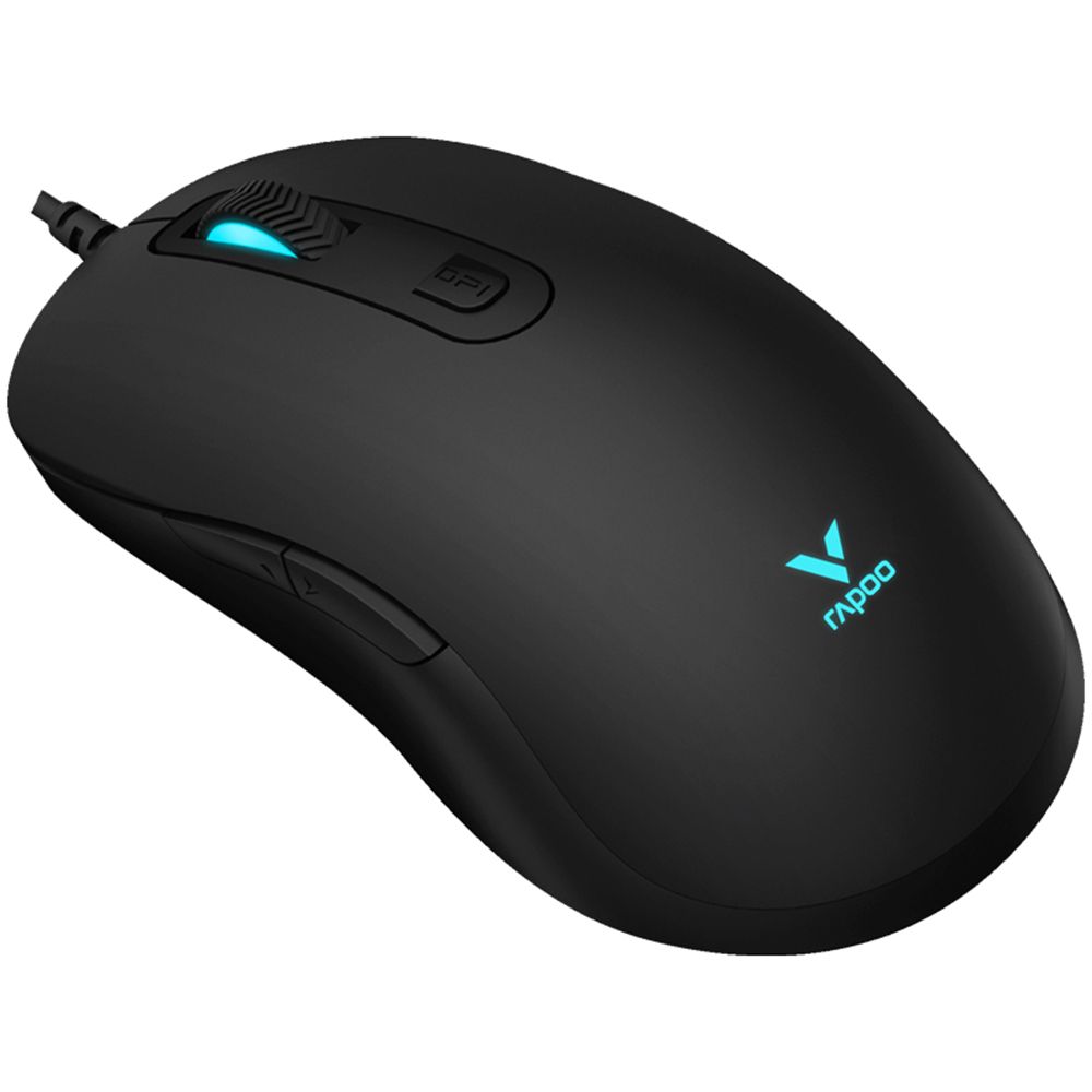 Rapoo V16 with Ergonomic ambidextrous design, Adjustable 2k DPI, 8G acceleration,Breathing light with cyclical changes,Onboard Memory light weight Black.