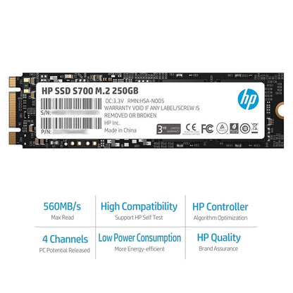 HP S700 M.2 2280 250GB SATA III 3D TLC NAND Internal Solid State Drive 6Gb/s SSD-2LU79AA
