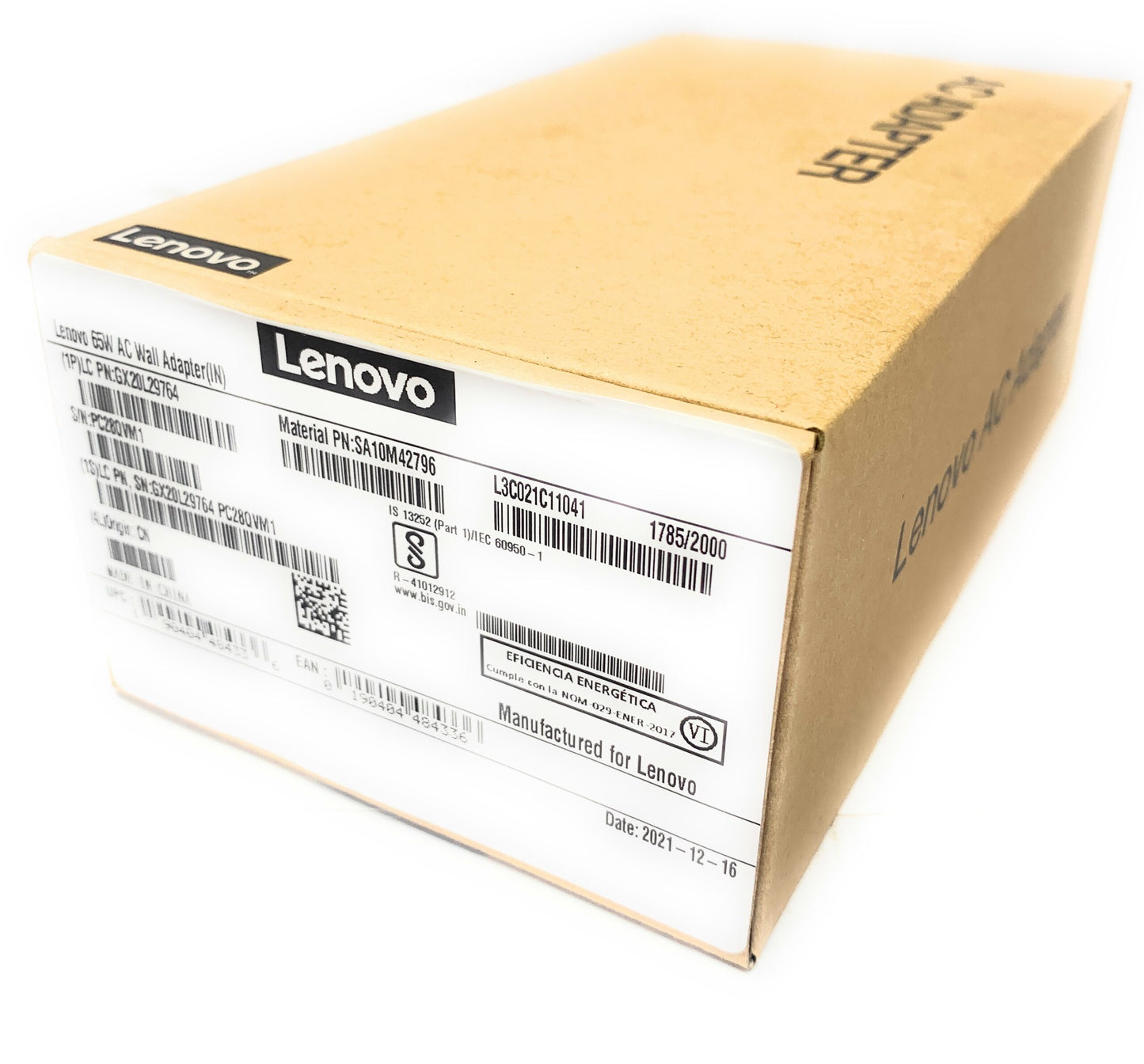 Lenovo 65W Small Pin Adapter with Power Cable-4X21K07724
