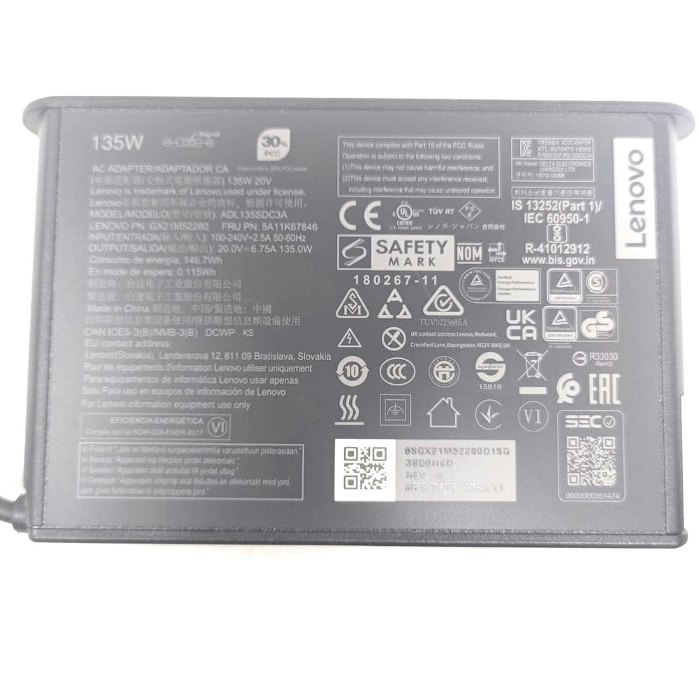 Lenovo Adapter 135W for ThinkPad (slim tip)-4X20Q88545, 4X20E50558
