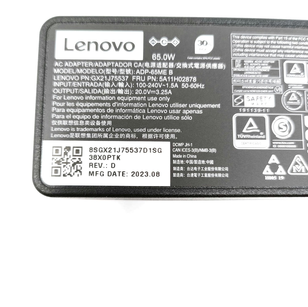 Lenovo 65W Small Pin Adapter with Power Cable-GX20K78585