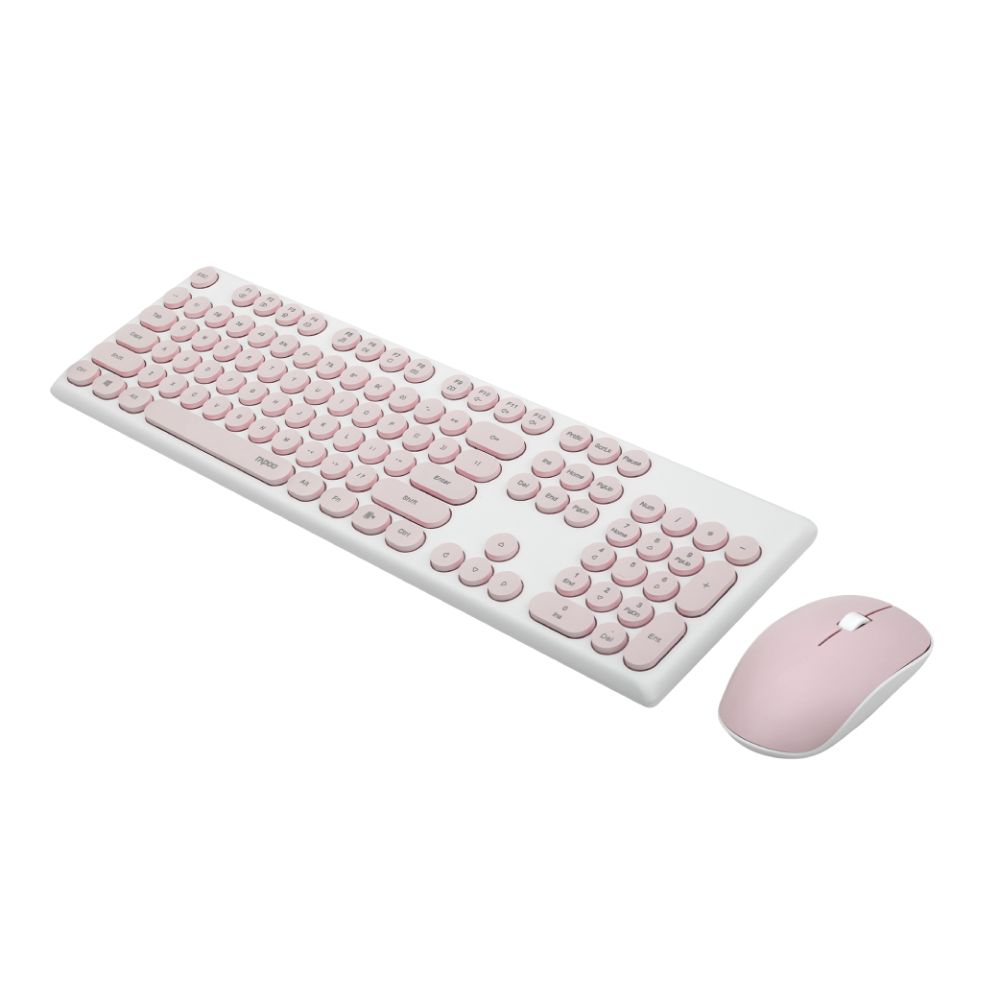 Rapoo X260 Wireless Keyboard and Mouse Combo set 2.4 Ghz with Type Writer Key- Pink