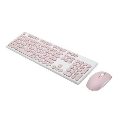 Rapoo X260 Wireless Keyboard and Mouse Combo set 2.4 Ghz with Type Writer Key- Pink