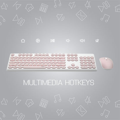 Rapoo X260 Wireless Keyboard and Mouse Combo set 2.4 Ghz with Type Writer Key- Pink