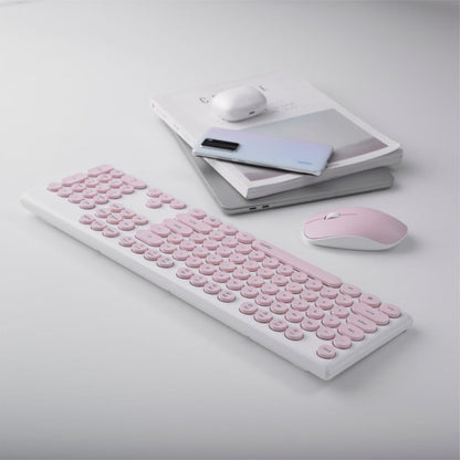 Rapoo X260 Wireless Keyboard and Mouse Combo set 2.4 Ghz with Type Writer Key- Pink