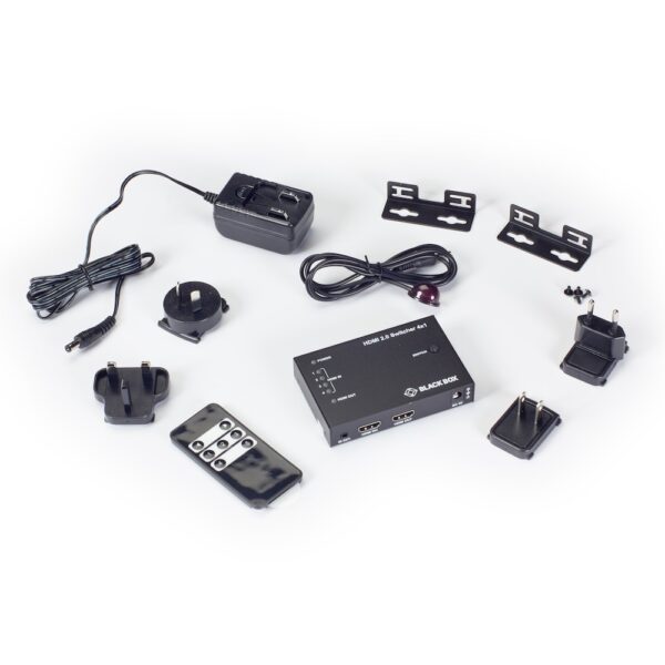 Black Box 4-Port HDMI 2.0 Video Switch 4K 60 HZ 4:4:4 HDCP 1.4/2,2, IR